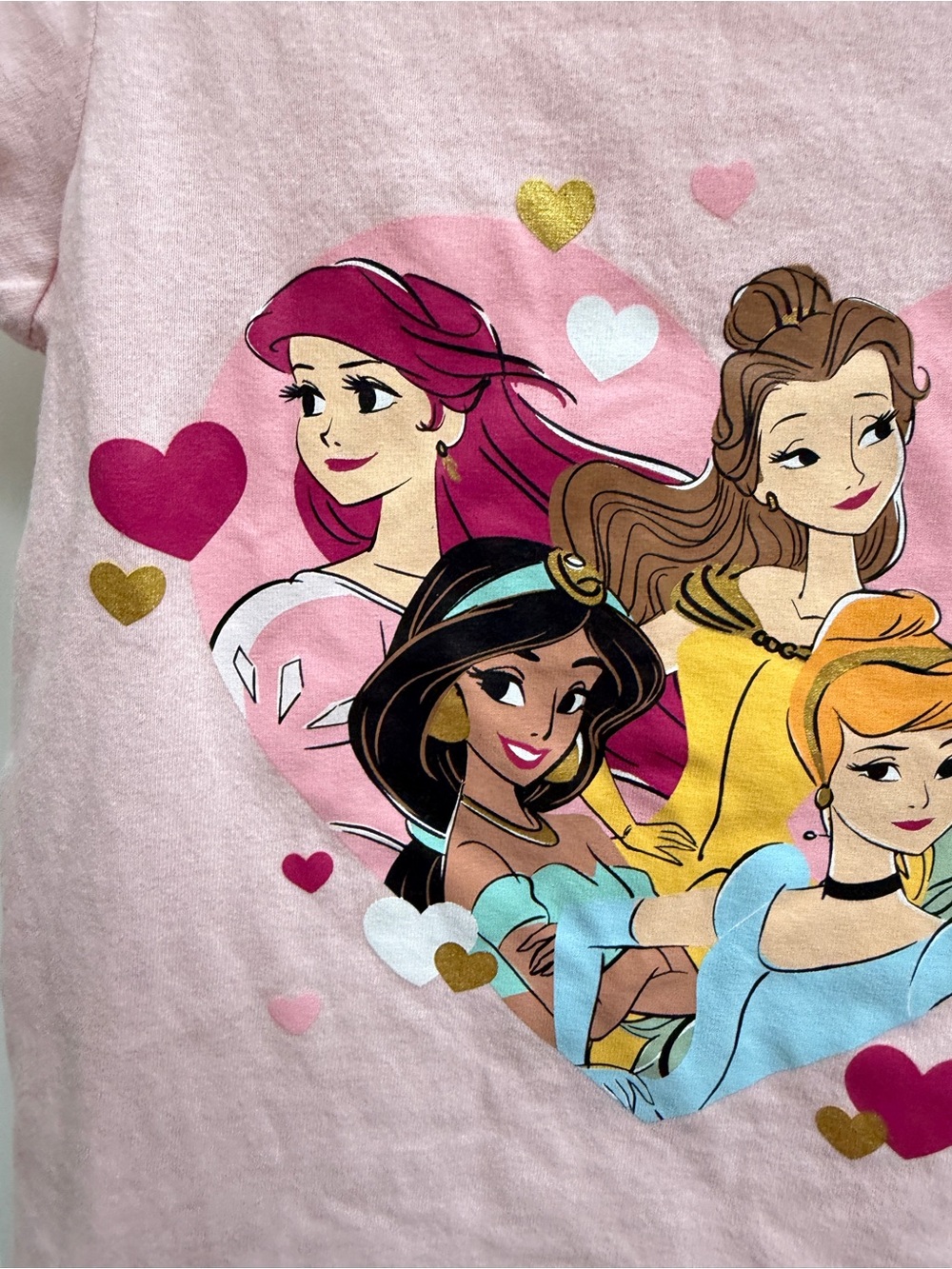 Disney Pink Girls' 4T Princess Heart Short Sleeve Graphic Tee Shirt Top Blouse - Picture 2 of 6